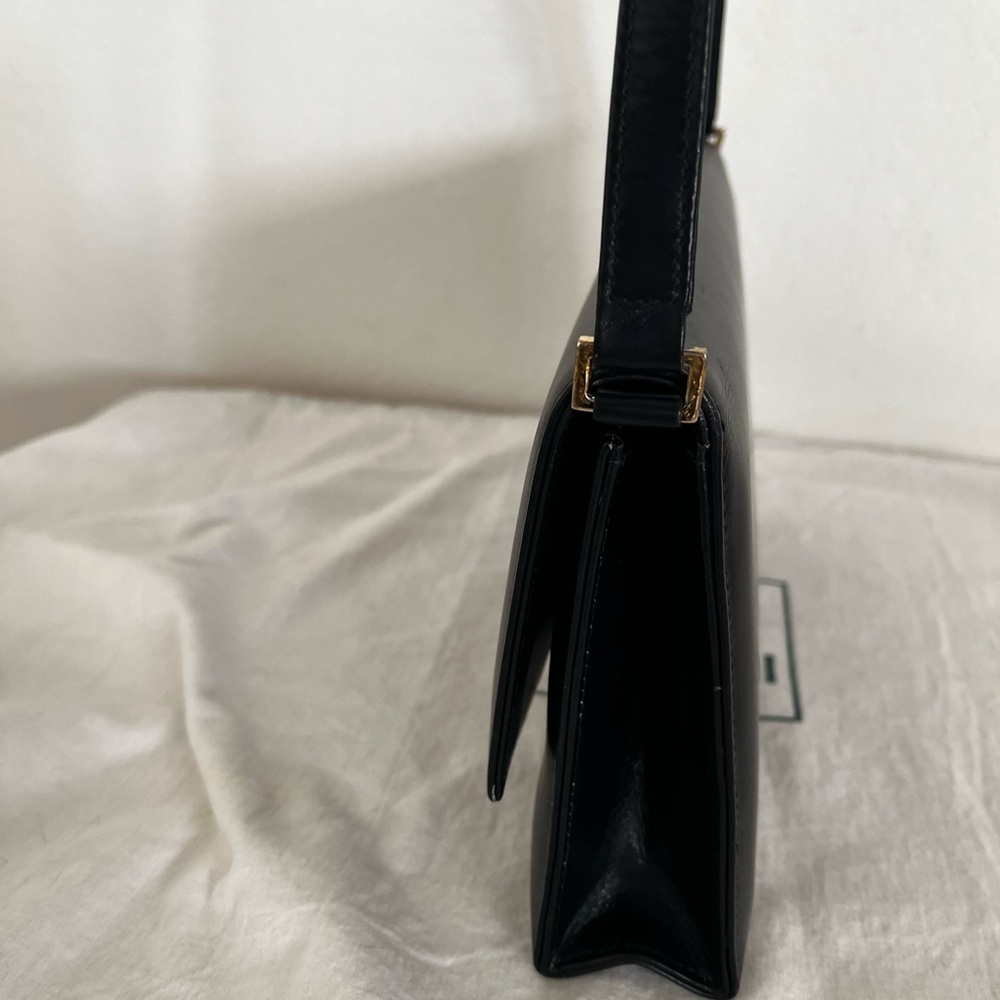 Rare Vintage Gucci Shoulder Clutch Bag Black Leather 1970s - Picture 9 of 17